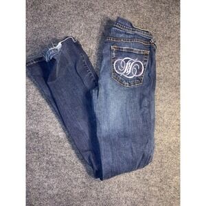 Fabulosity Bootcut Jeans Womens 9 Blue Denim‎ Stretch 5 Pockets Double Stitch